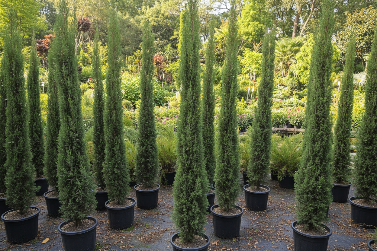Coniferen breed met groene achtergrond