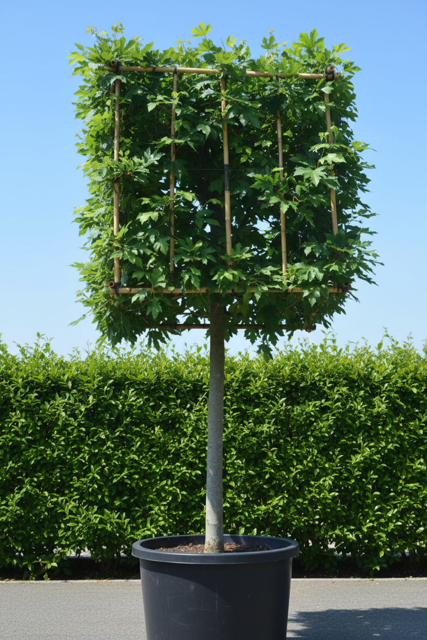Platanus plataan als dakvorm in bamboeframe