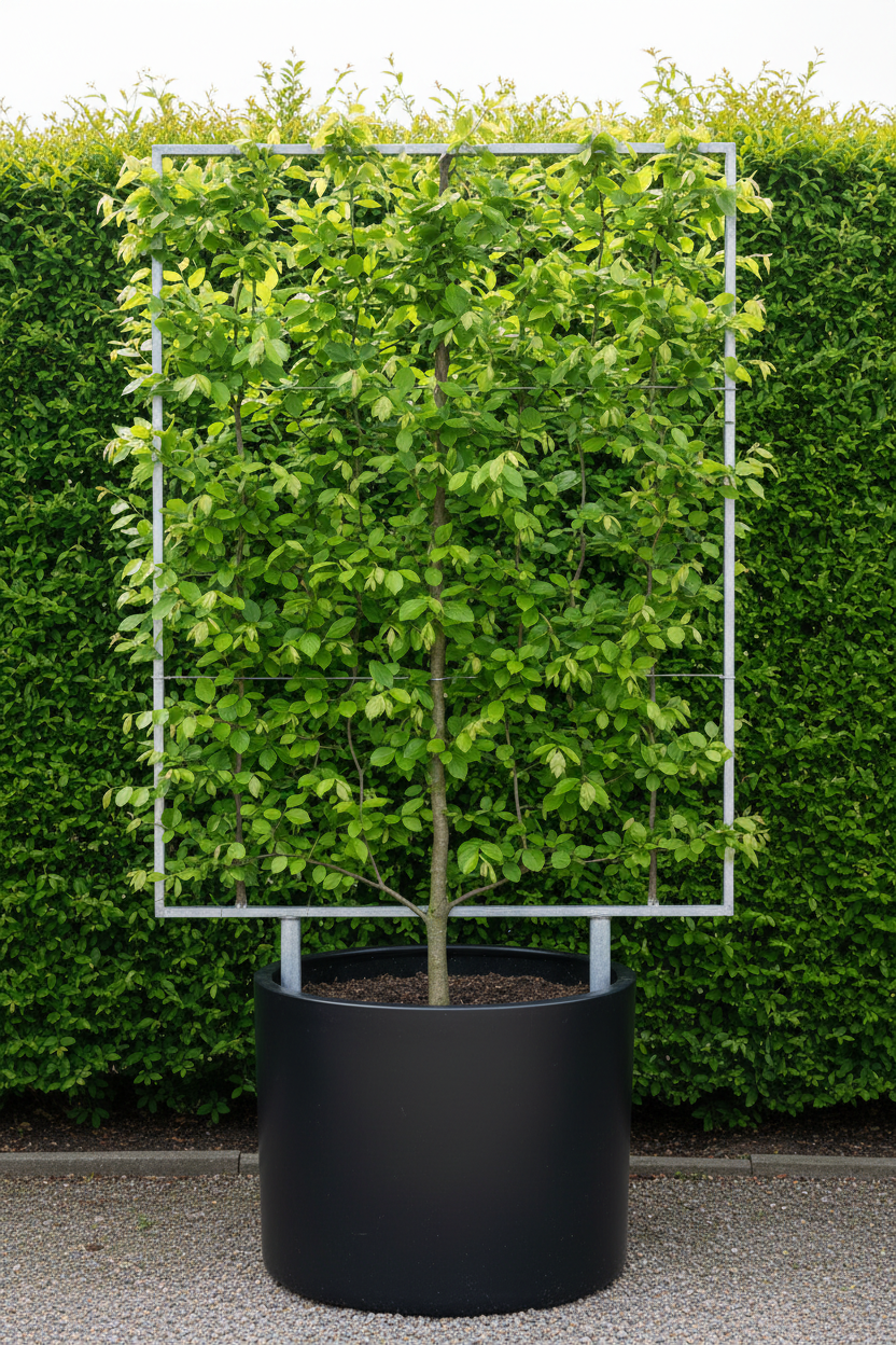 Carpinus betulus haagbeuk als dak- en leivorm op bamboeframe