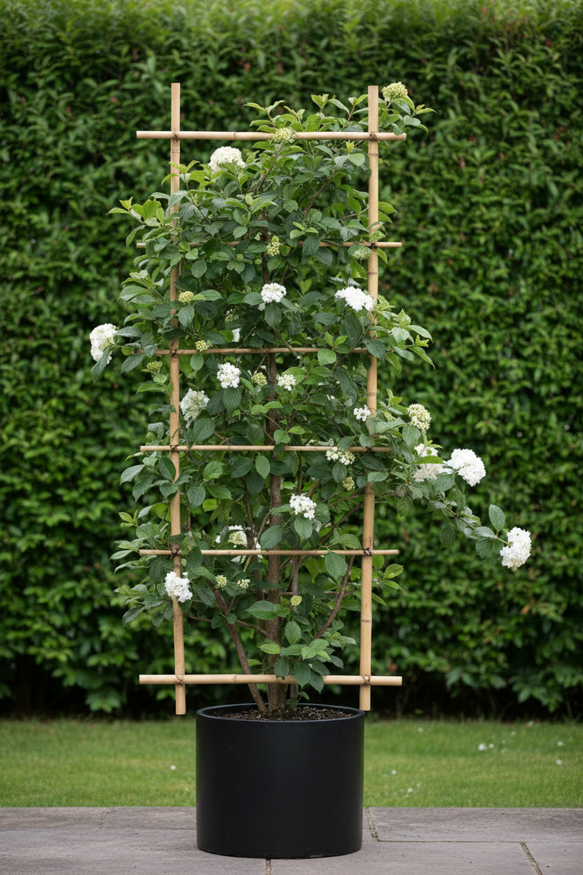 Viburnum leivorm roze bloemen